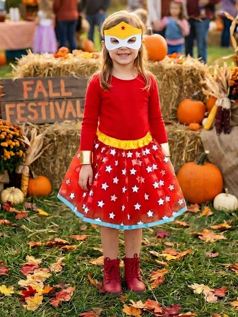 Kids Wonder Woman Tutu Costume Skirt with Mask